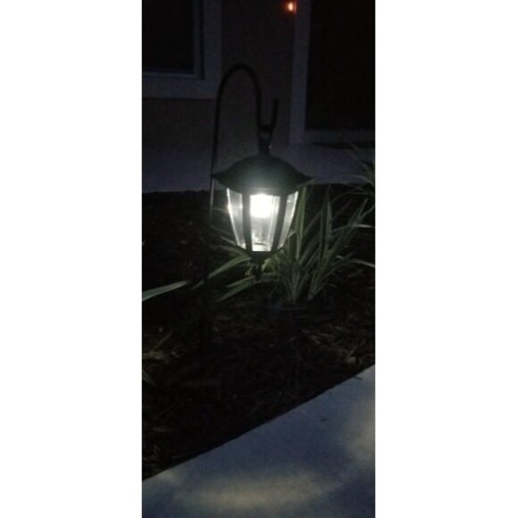 34" Hanging Solar Lights, Decorative Garden Lanterns w/ 2 Shepherd Hooks, 2 Pack - Picture 4 of 4